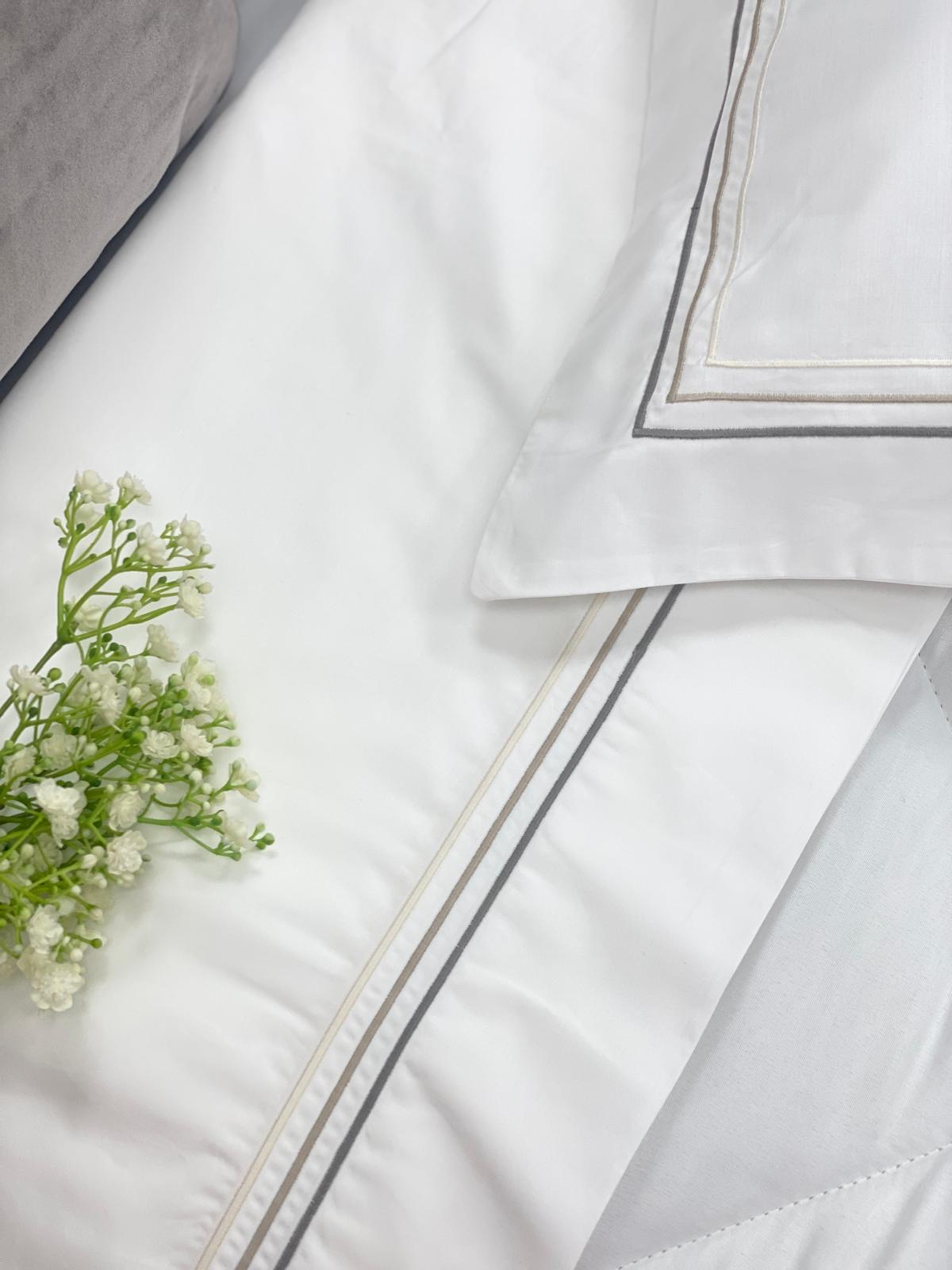 Juego de sábanas triples de percal de 200 hilos, color beige