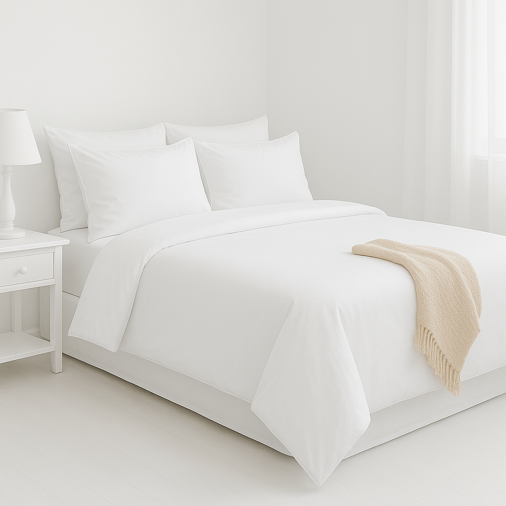 Funda nórdica de satén percal de 300 hilos, color blanco