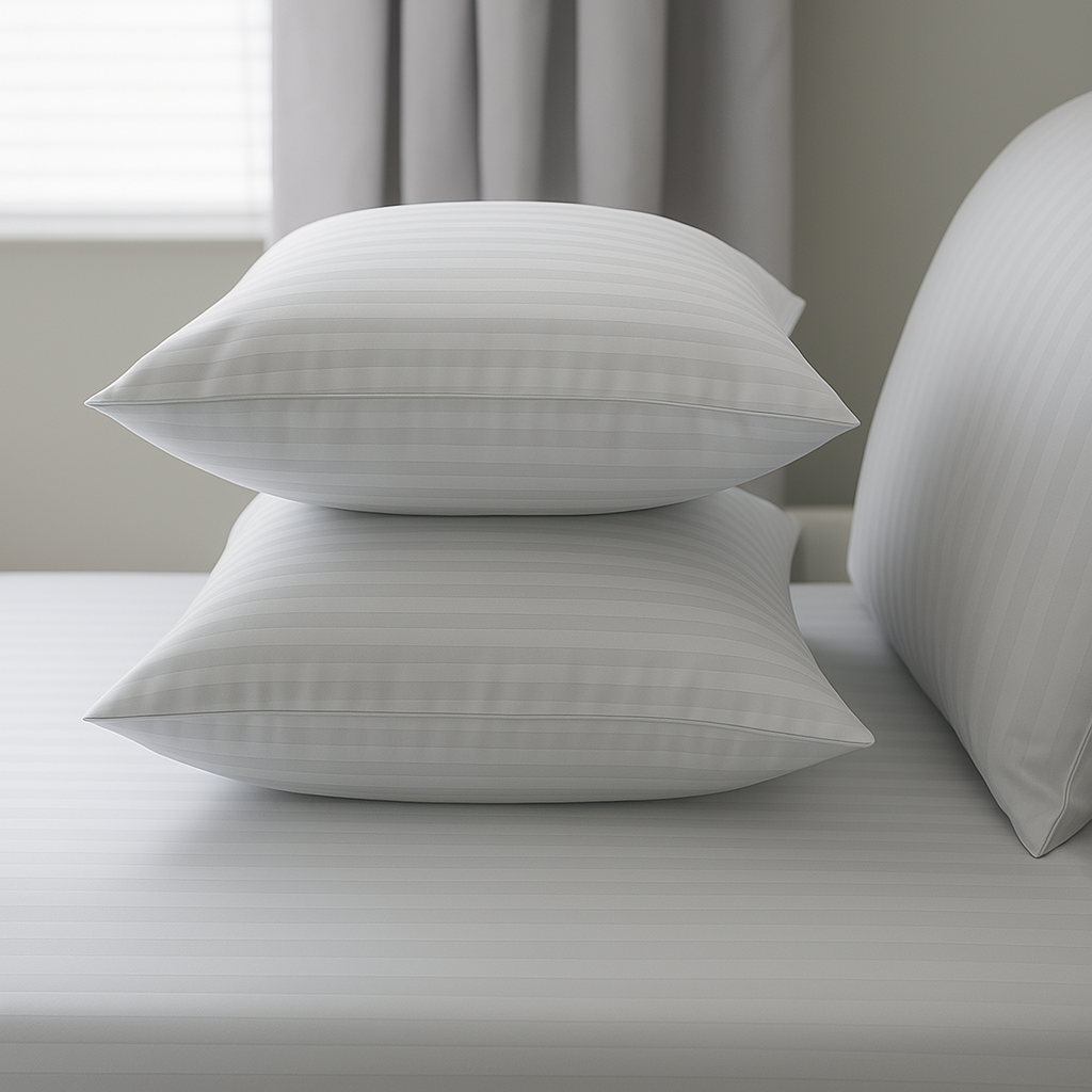 Juego de sábanas de satén de algodón a rayas blancas, 300 hilos