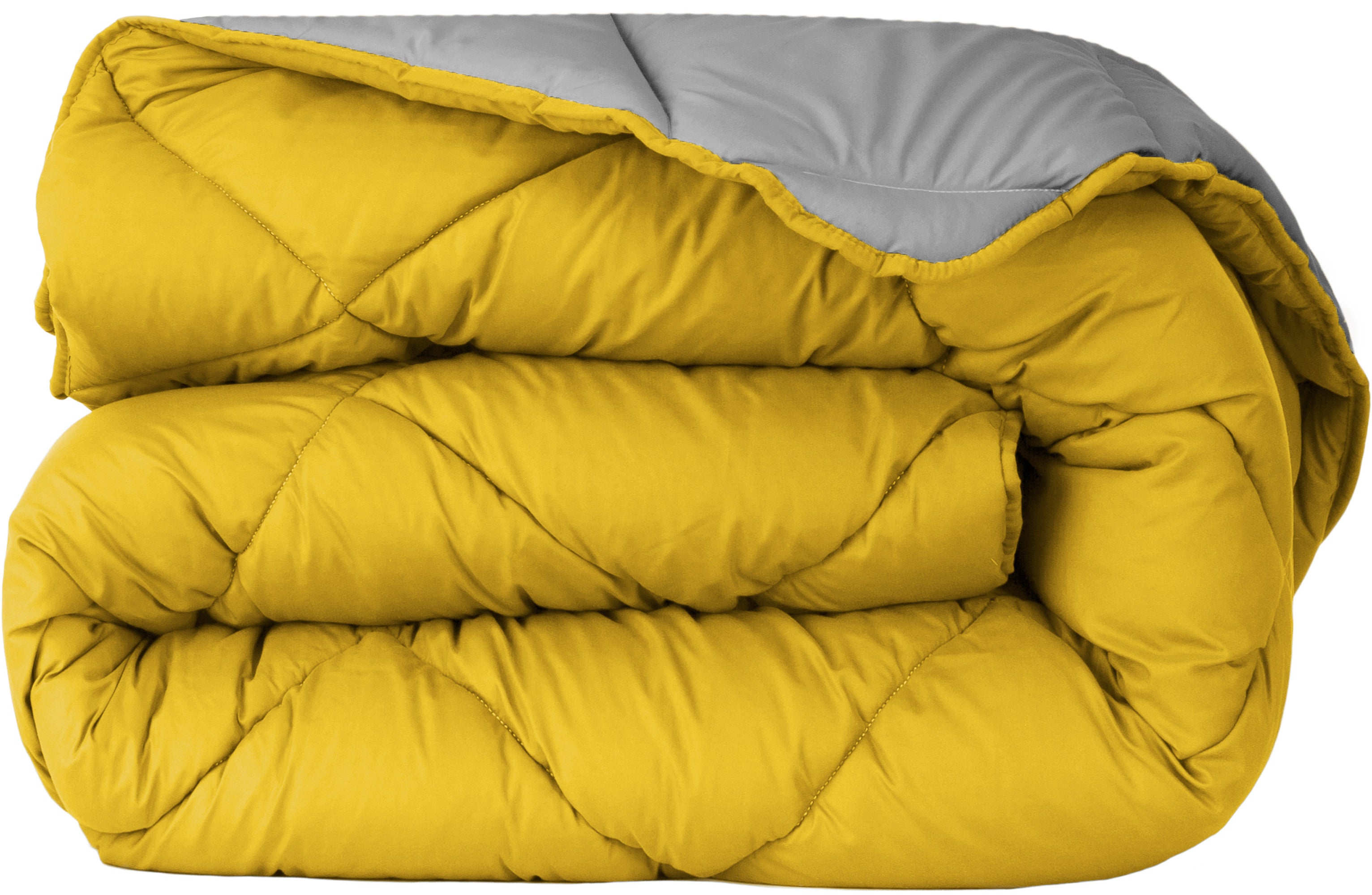 Edredón calefactor bicolor amarillo y gris