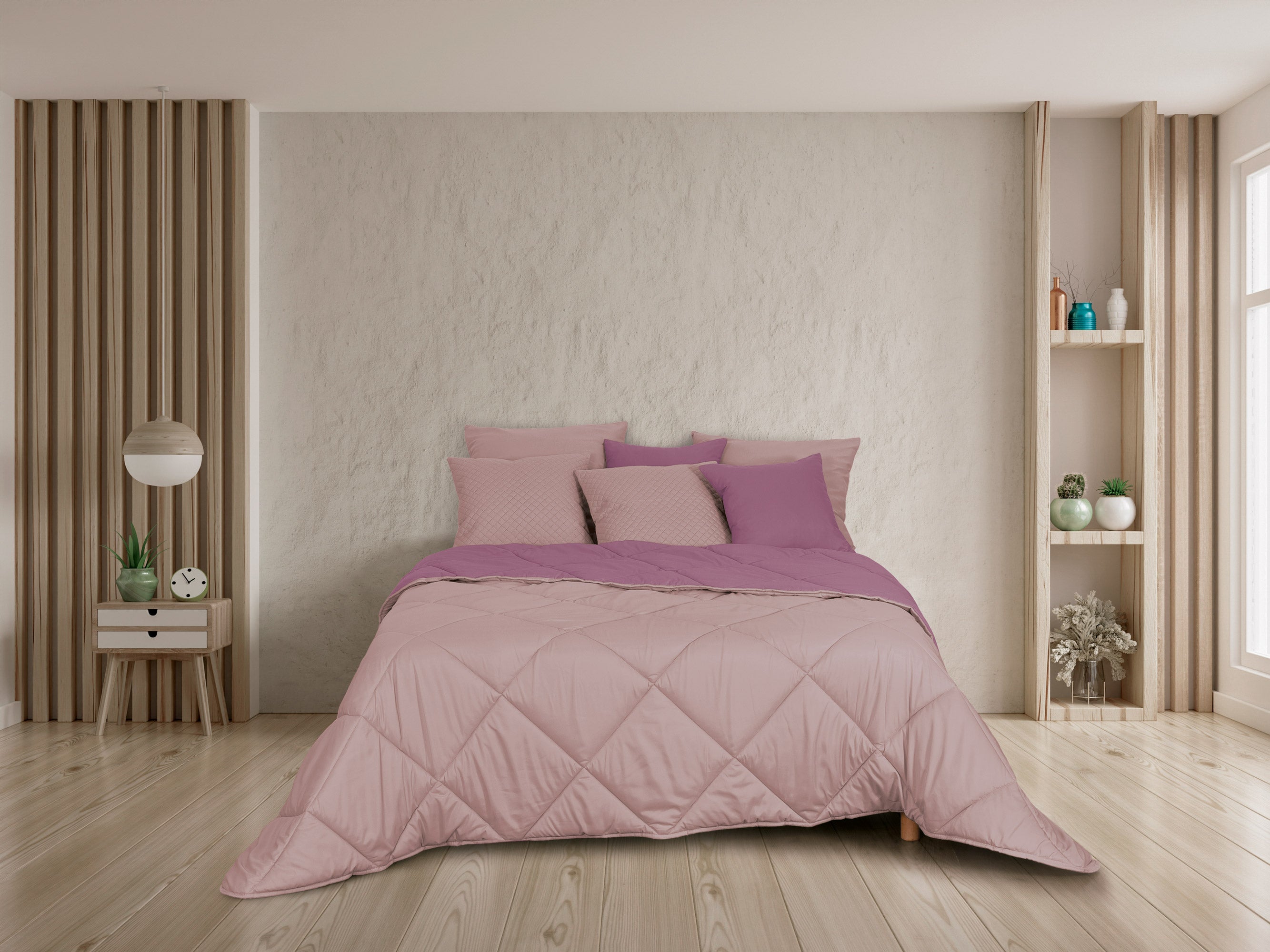 Almohadilla térmica de dos tonos en rosa empolvado y rosa.