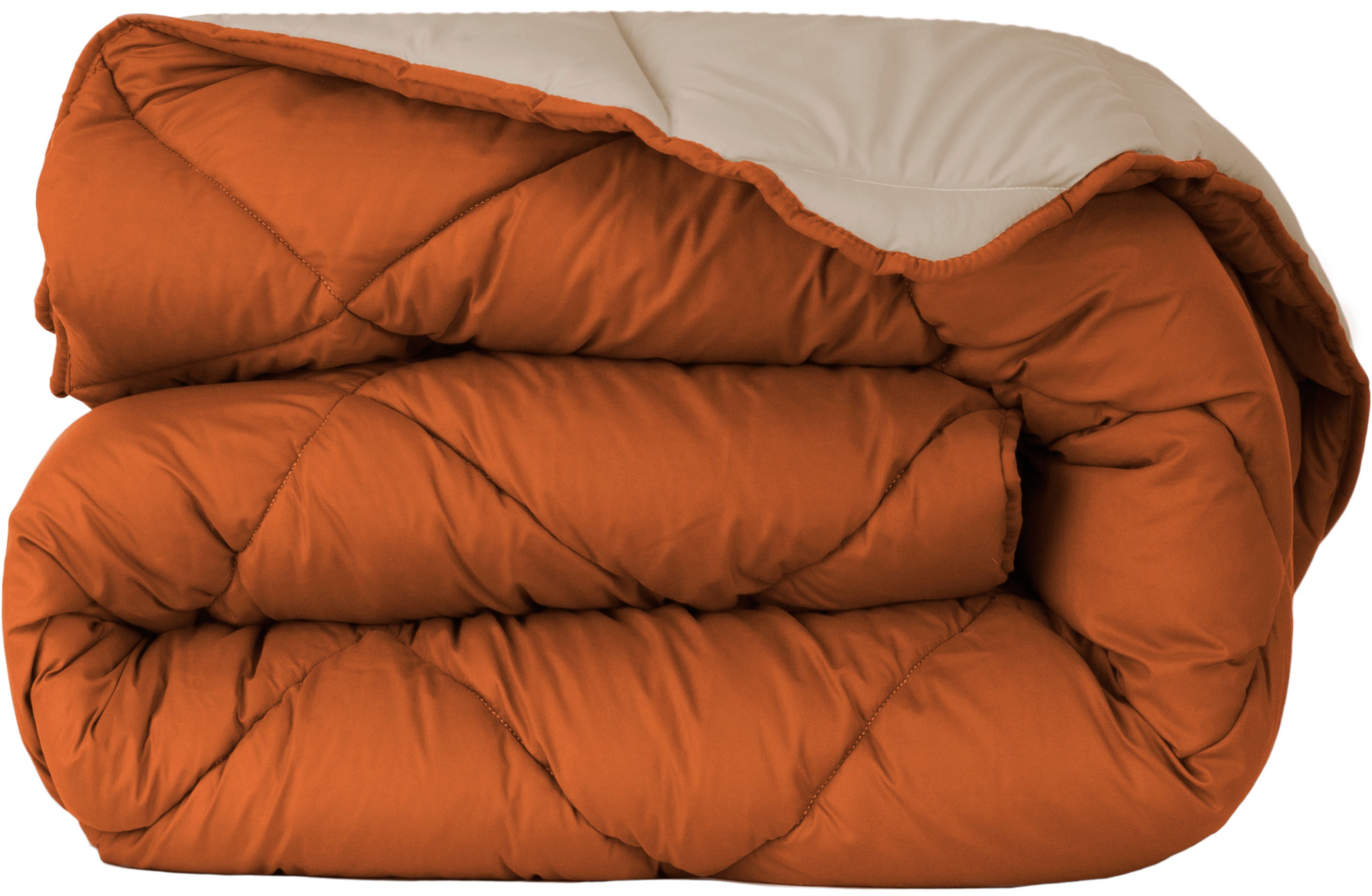 Almohadilla térmica bicolor en color teja y beige.