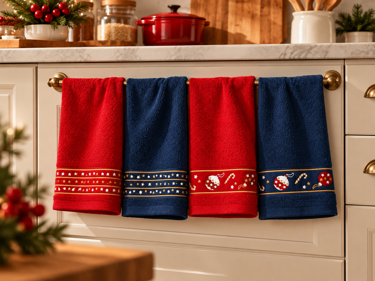 Paños de Cocina Navideños con Bolas