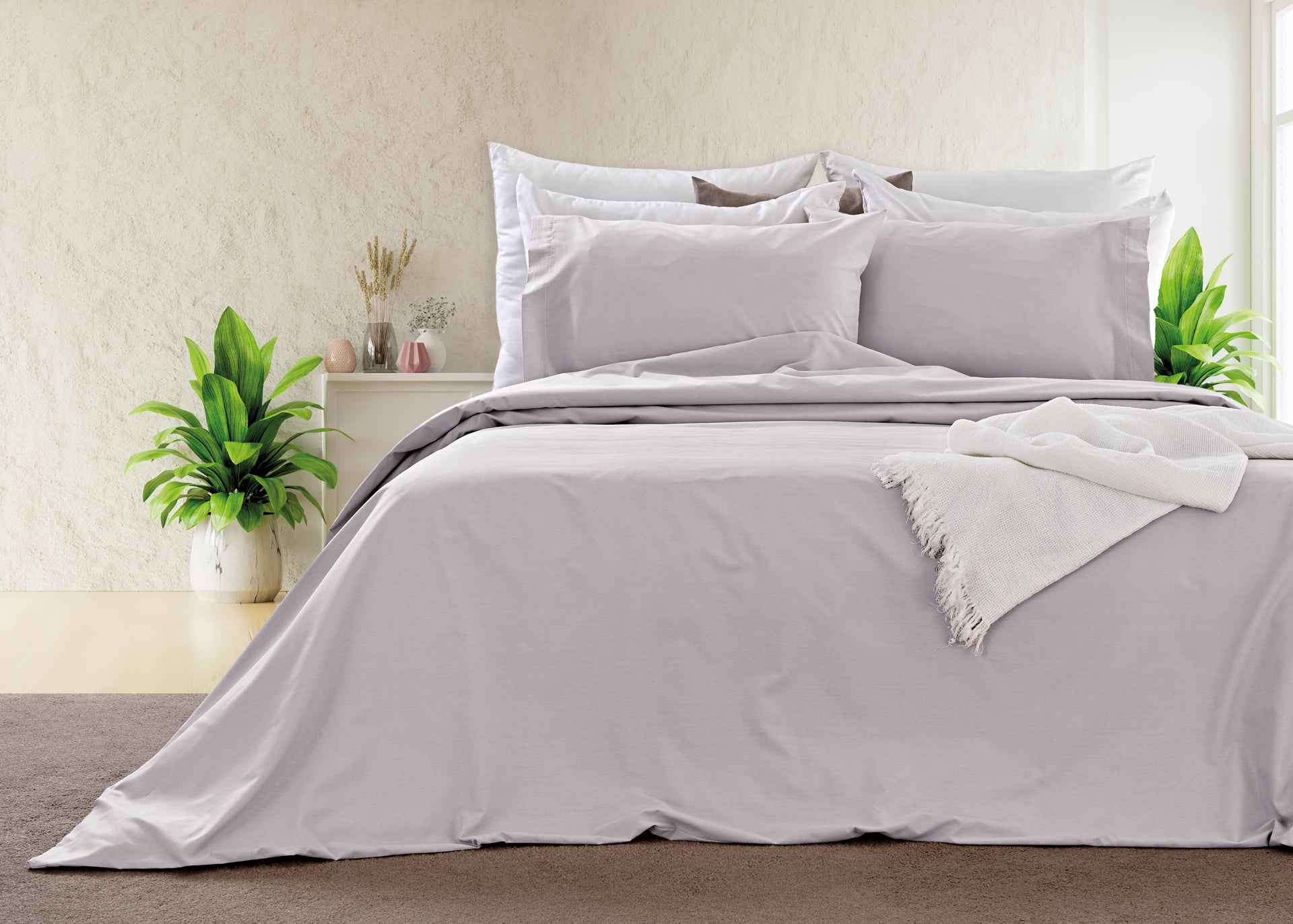 Funda nórdica clásica de hotel gris