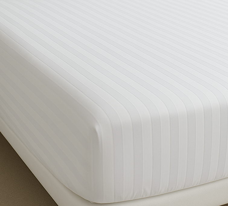 Sábana bajera ajustable con rayas, satén de algodón de 300 hilos