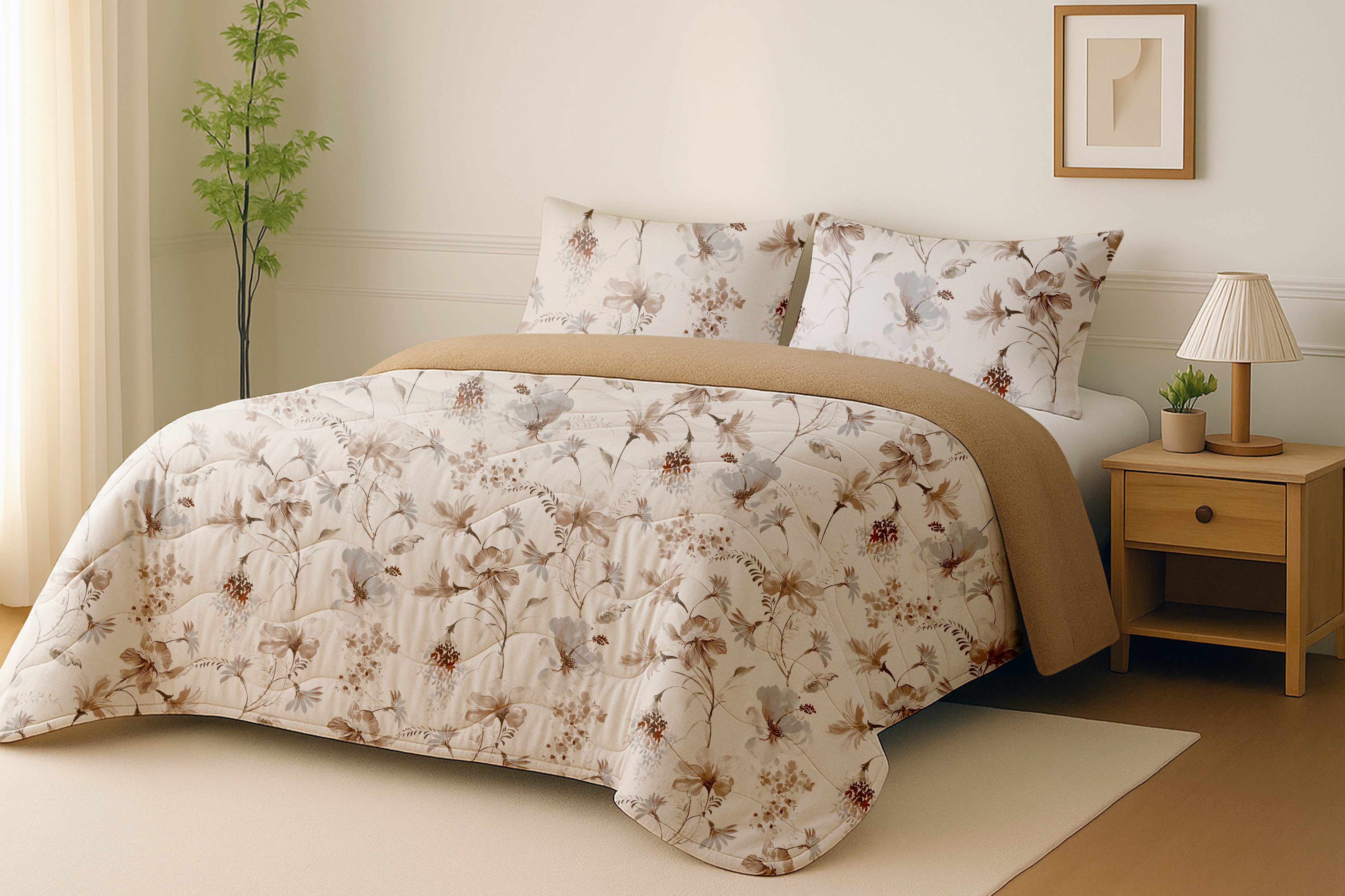 Edredón de piel de cordero beige Raja