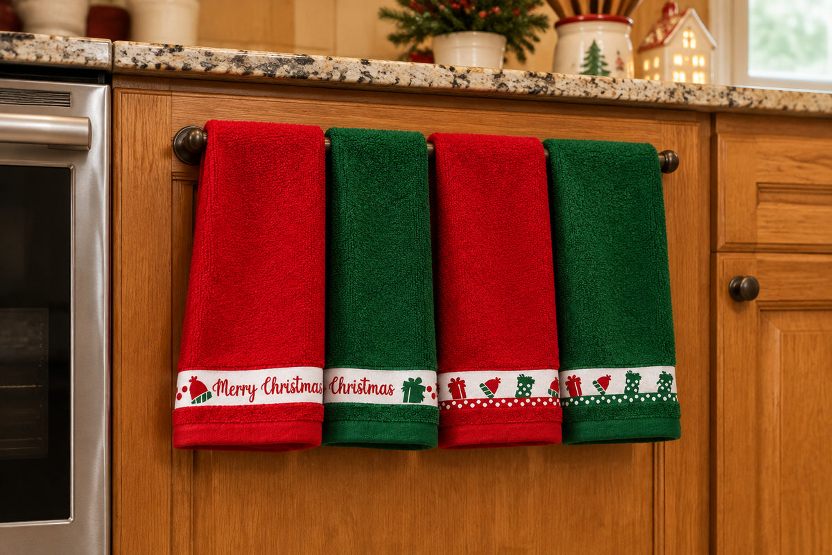 Paños de Cocina Navideños con Gorros Navideños