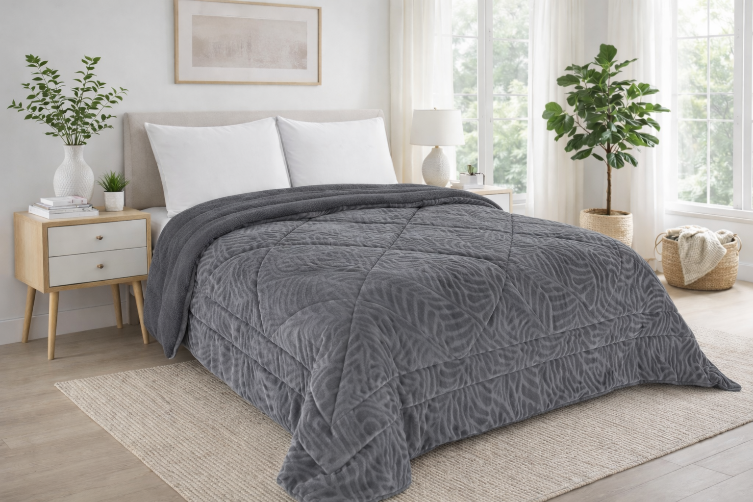 Edredón de piel de cordero gris Itachi