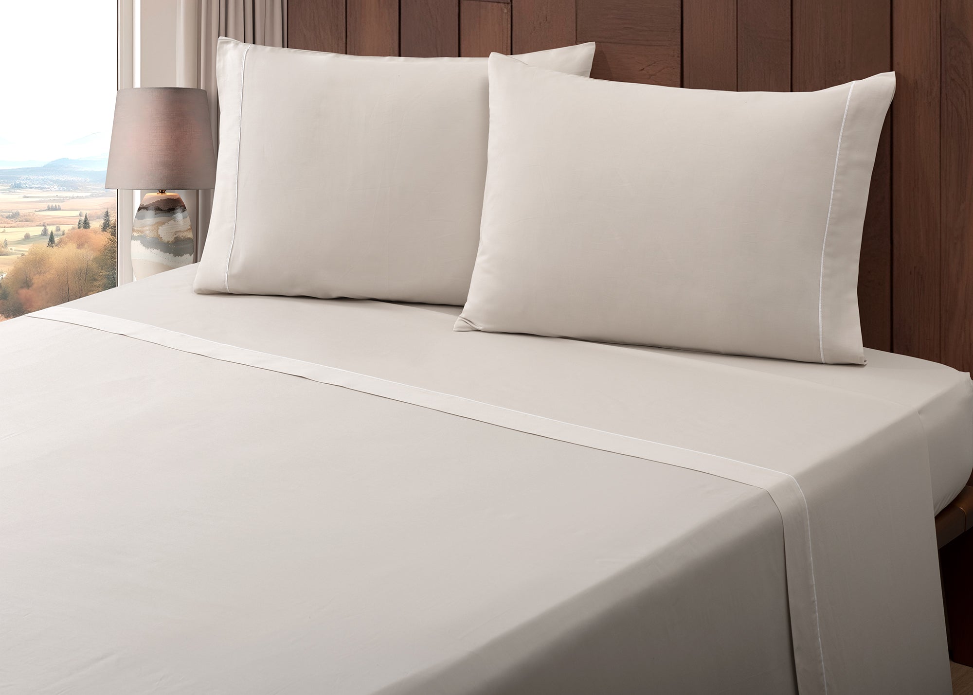 Juego de sábanas de lino de percal de algodón de 400 hilos