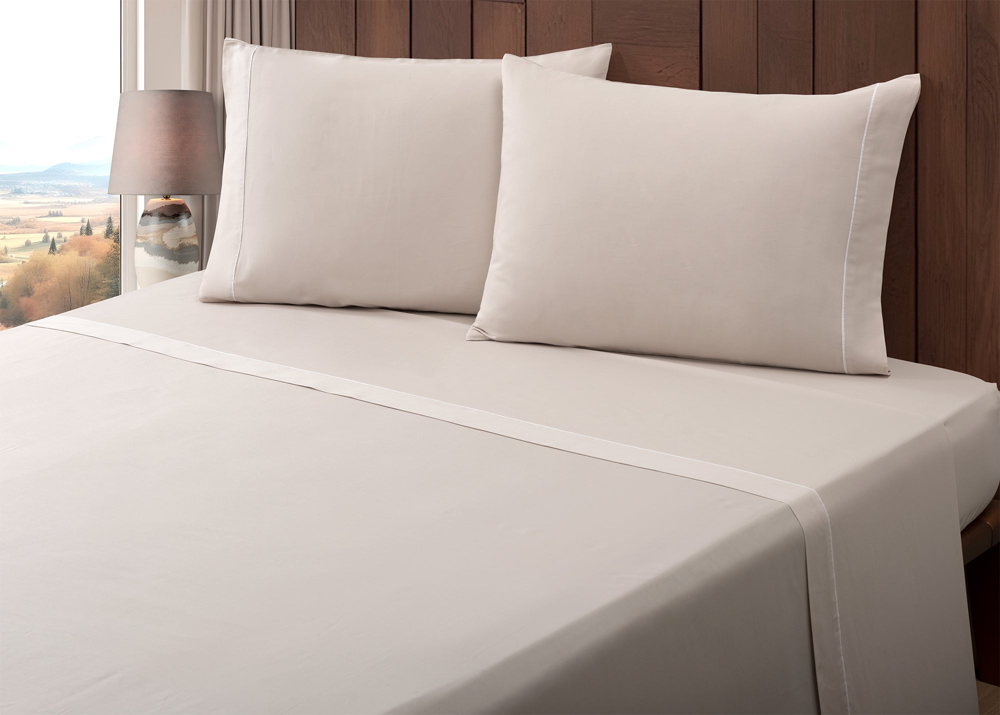 Juego de sábanas de algodón percal de 400 hilos con estampado perlado