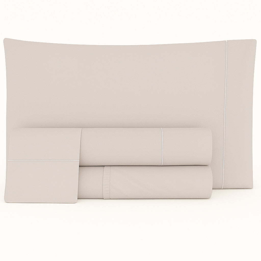 Juego de sábanas de algodón percal de 400 hilos con estampado perlado