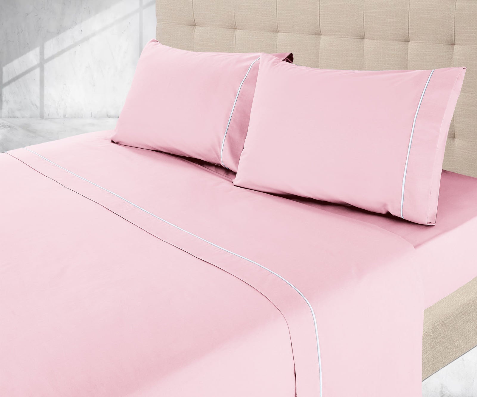 Sábanas lisas de color rosa bebé