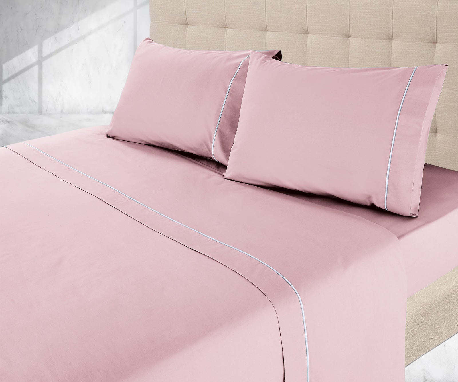 Sábanas lisas de color rosa antiguo