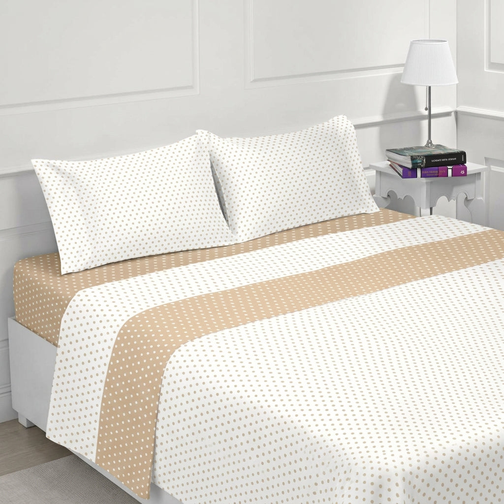 Juego de Sábanas de Coralina Lunares Beige