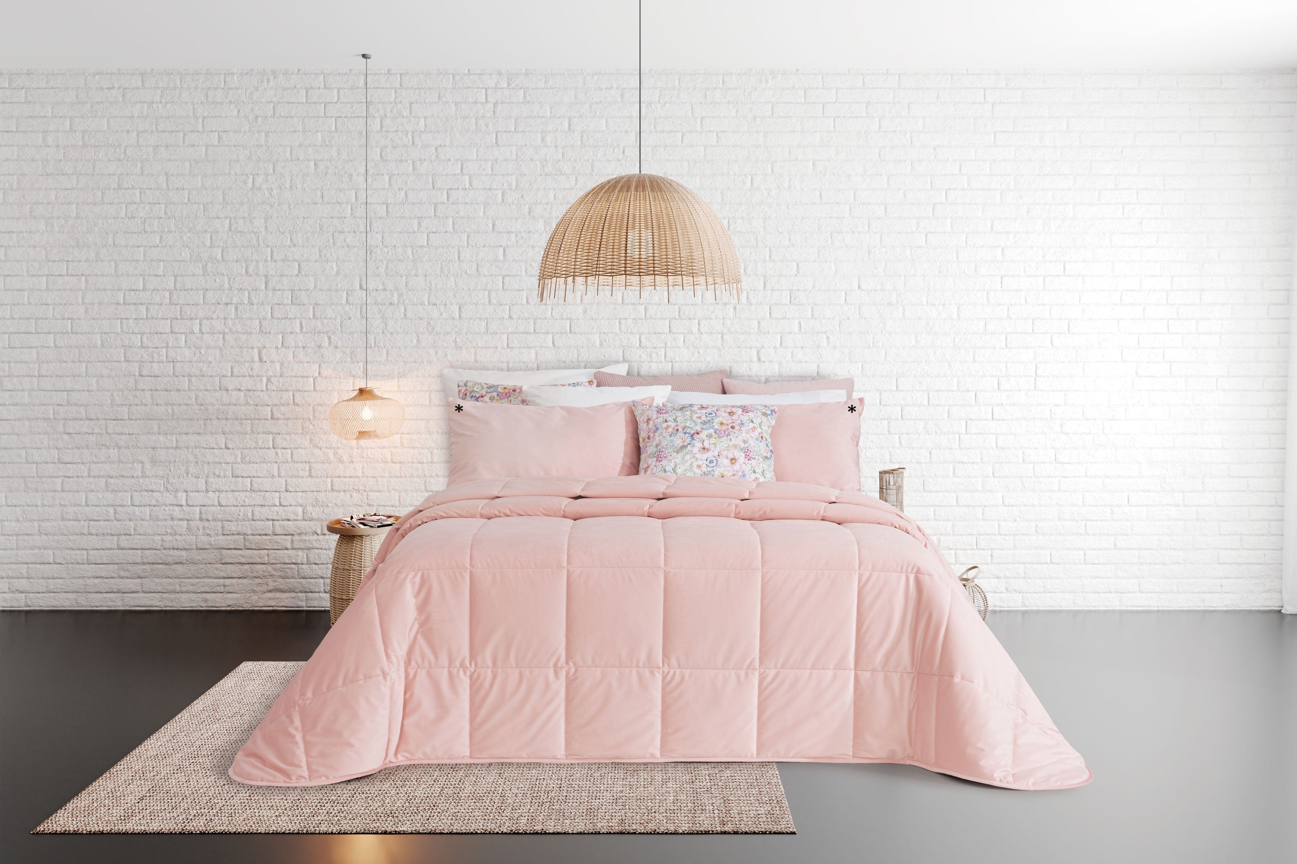 Colcha de Terciopelo Noa Rosa Claro