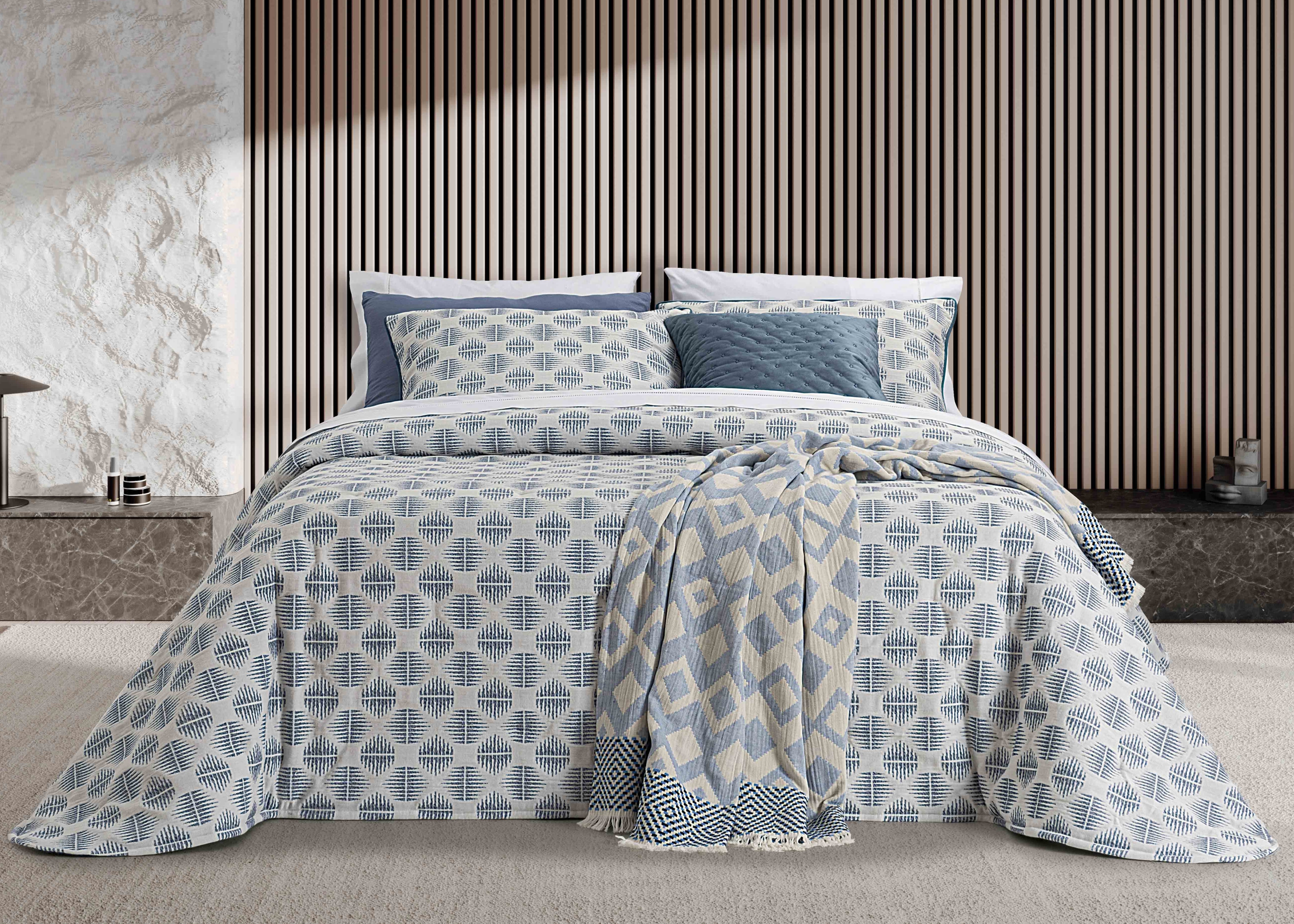 Colcha de jacquard azul Oslo
