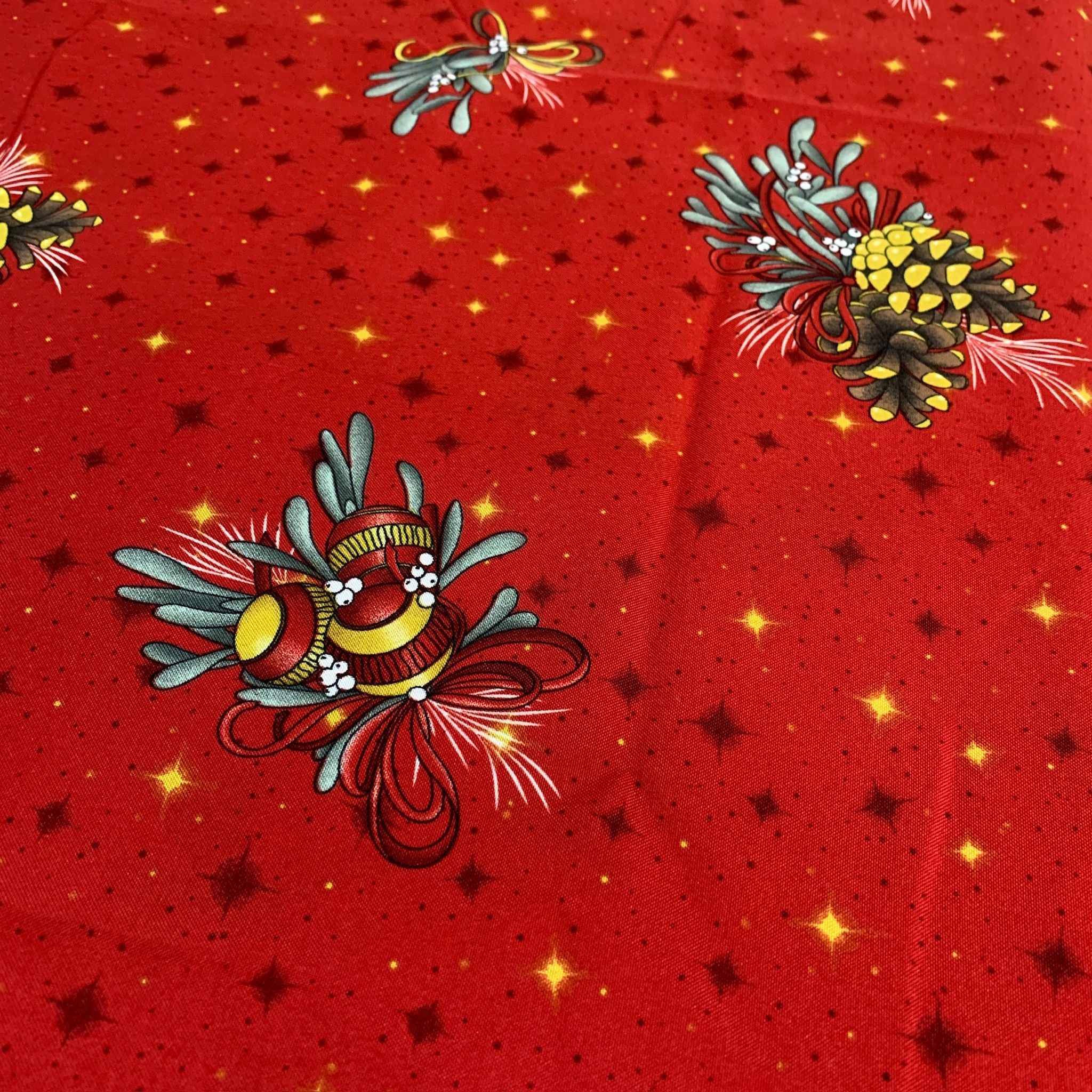 Mantel navideño con bolas - Resistente a las manchas