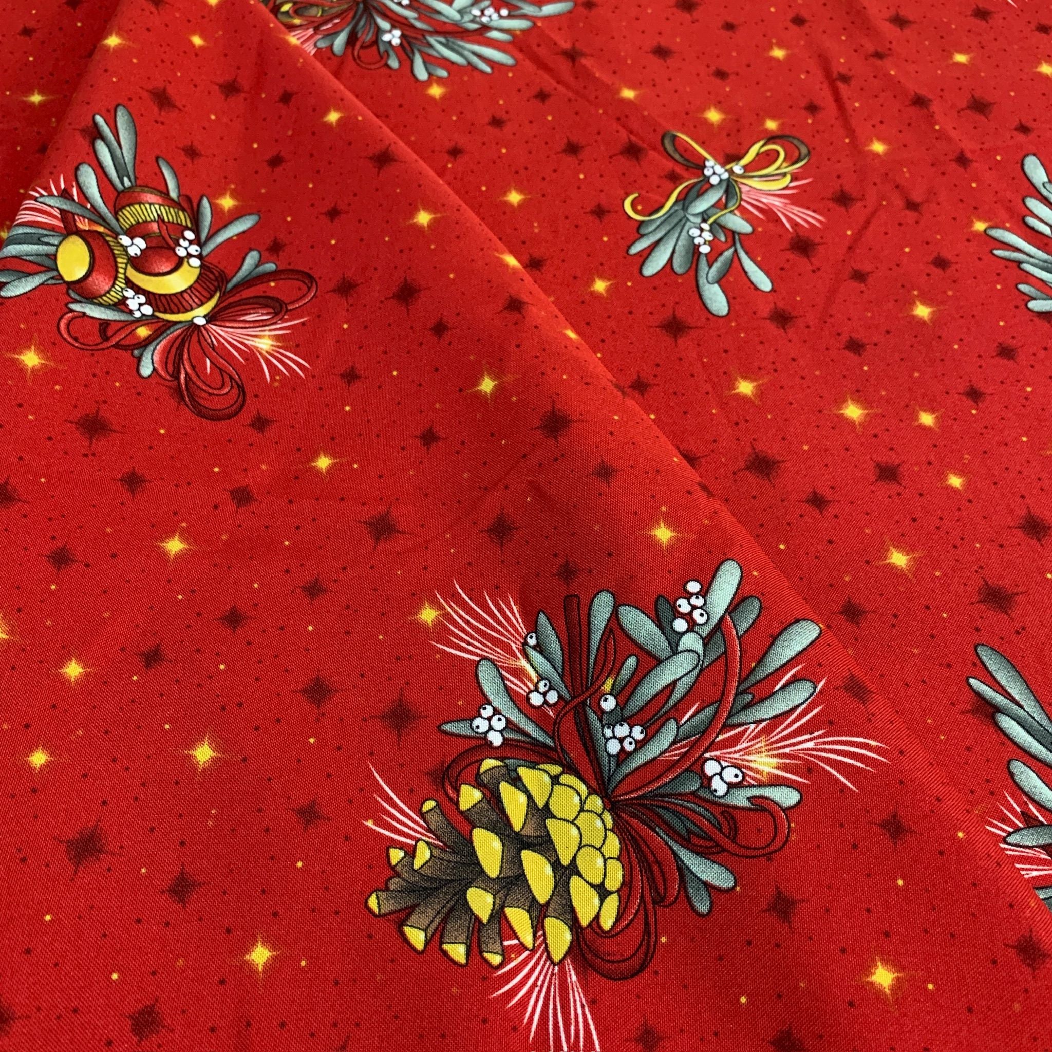 Mantel navideño con bolas - Resistente a las manchas