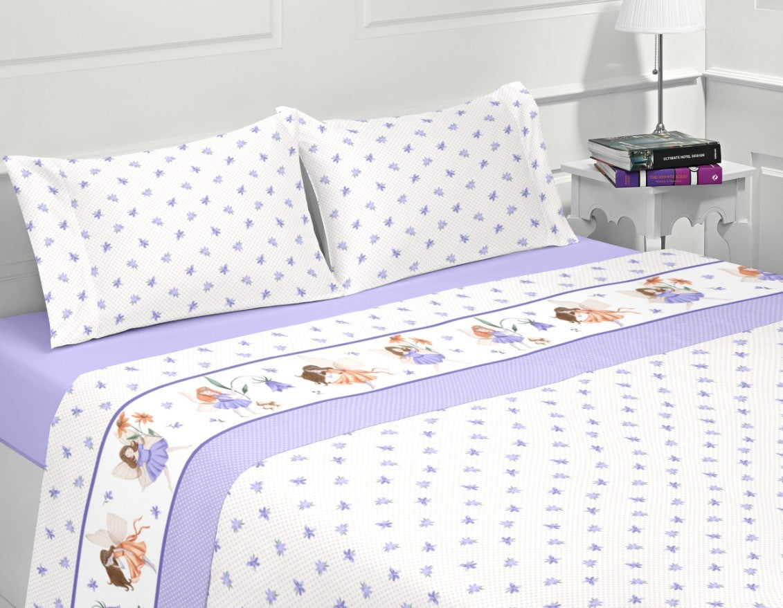 Sábanas infantiles en color Coralina Fairy Lila