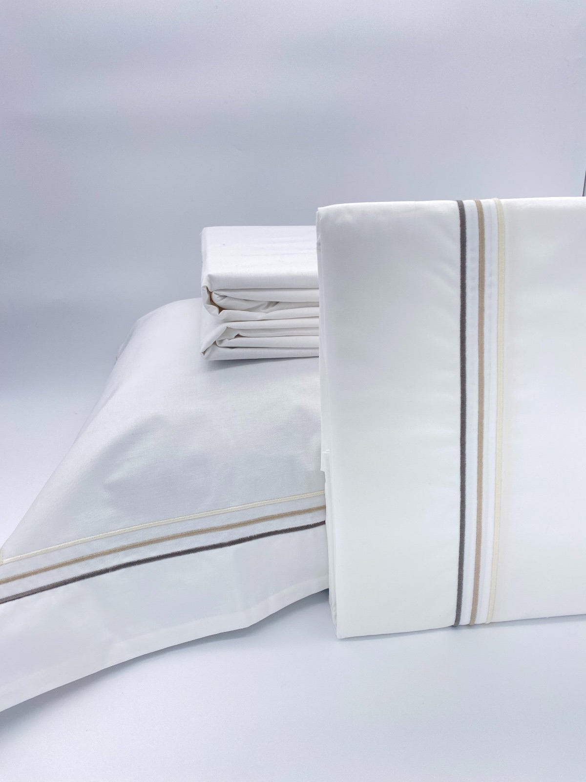 Juego de sábanas triples de percal de 200 hilos, color beige