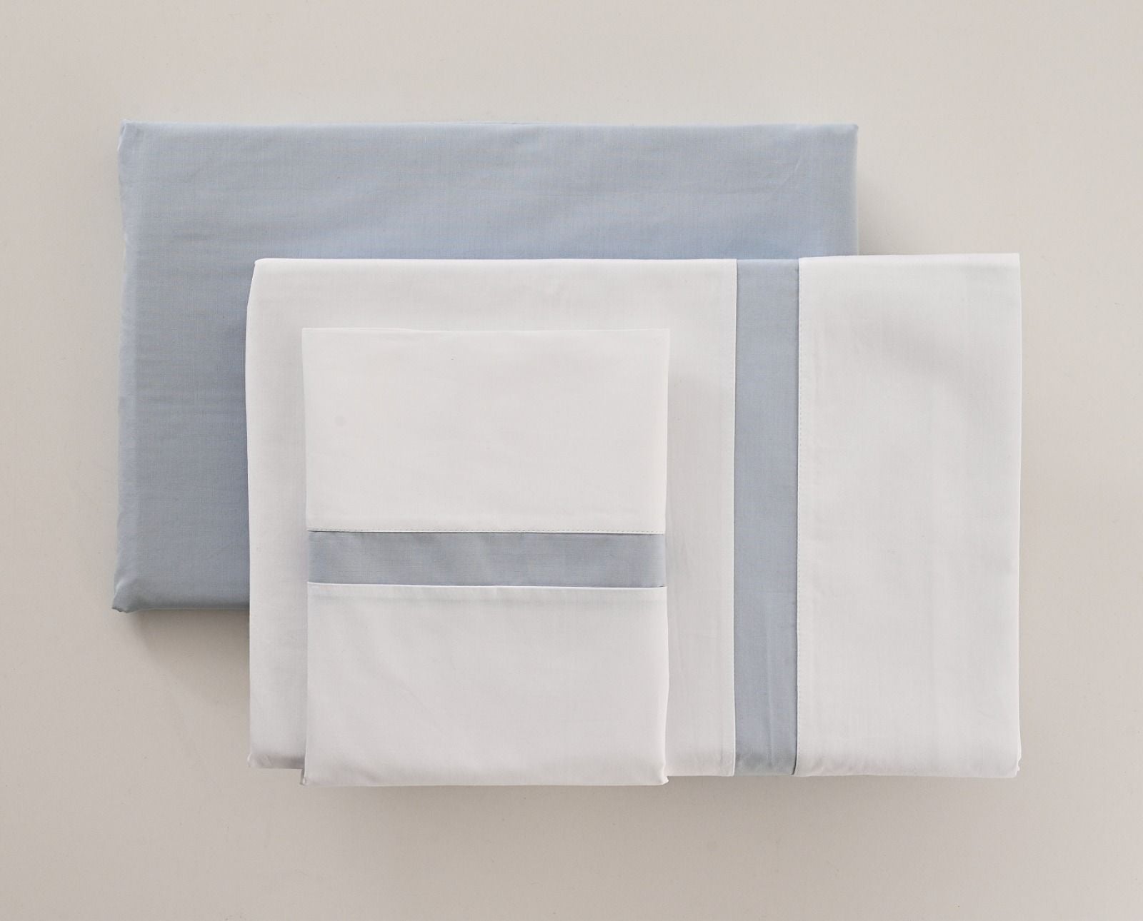 Juego de sábanas de percal a rayas de 300 hilos, color azul