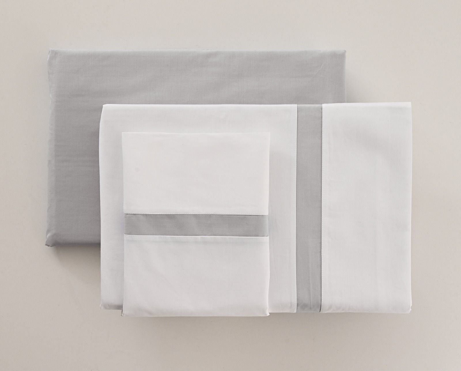 Juego de sábanas de percal a rayas de 300 hilos, color gris