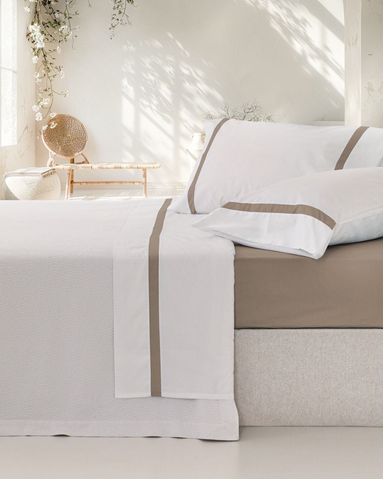 Juego de sábanas Risca Percale de 300 hilos - Marrón