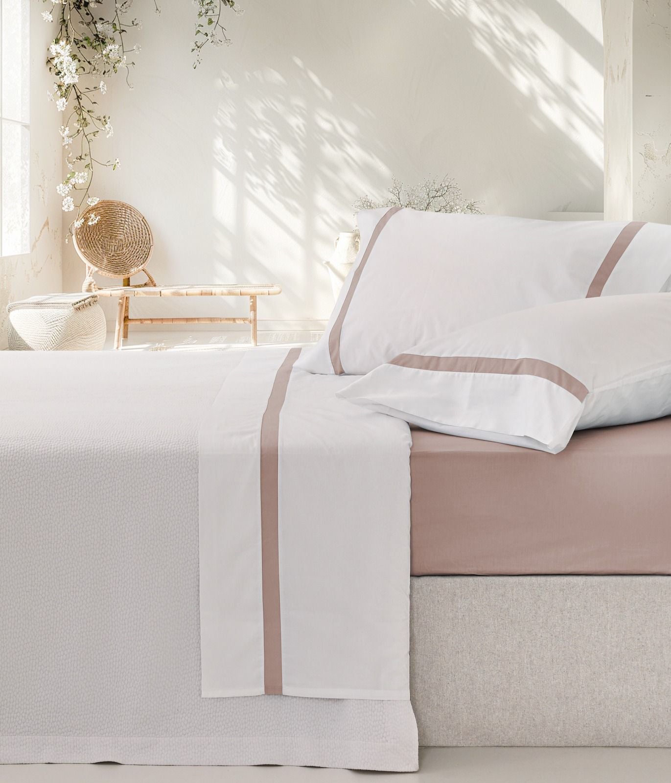 Juego de sábanas Risca Percale de 300 hilos - Rosa