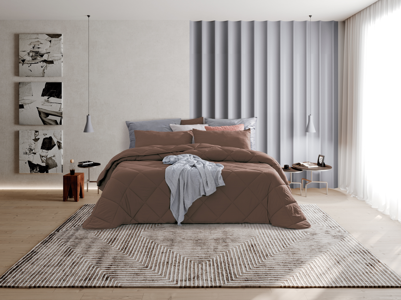 Edredom Yana de Microfibra Suave para Outono e Inverno - 230 g/m², 100% Poliéster, disponível em vários tamanhos (observar prazo para King Size) com inclusão de almofadas para edredons de casal. Fabricado em Portugal.