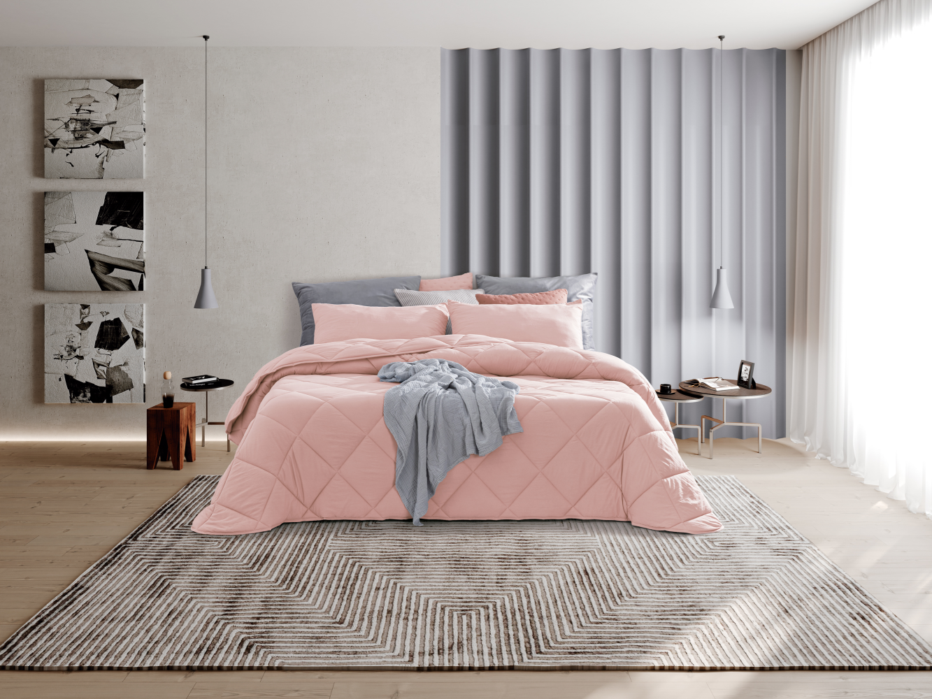 Edredom Yana de Microfibra Suave para Outono e Inverno - 230 g/m², 100% Poliéster, disponível em vários tamanhos (observar prazo para King Size) com inclusão de almofadas para edredons de casal. Fabricado em Portugal.