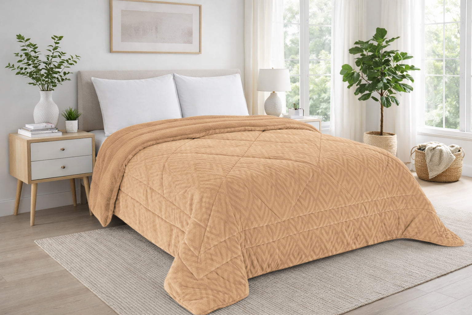 Edredón de piel de cordero camello Kazumi