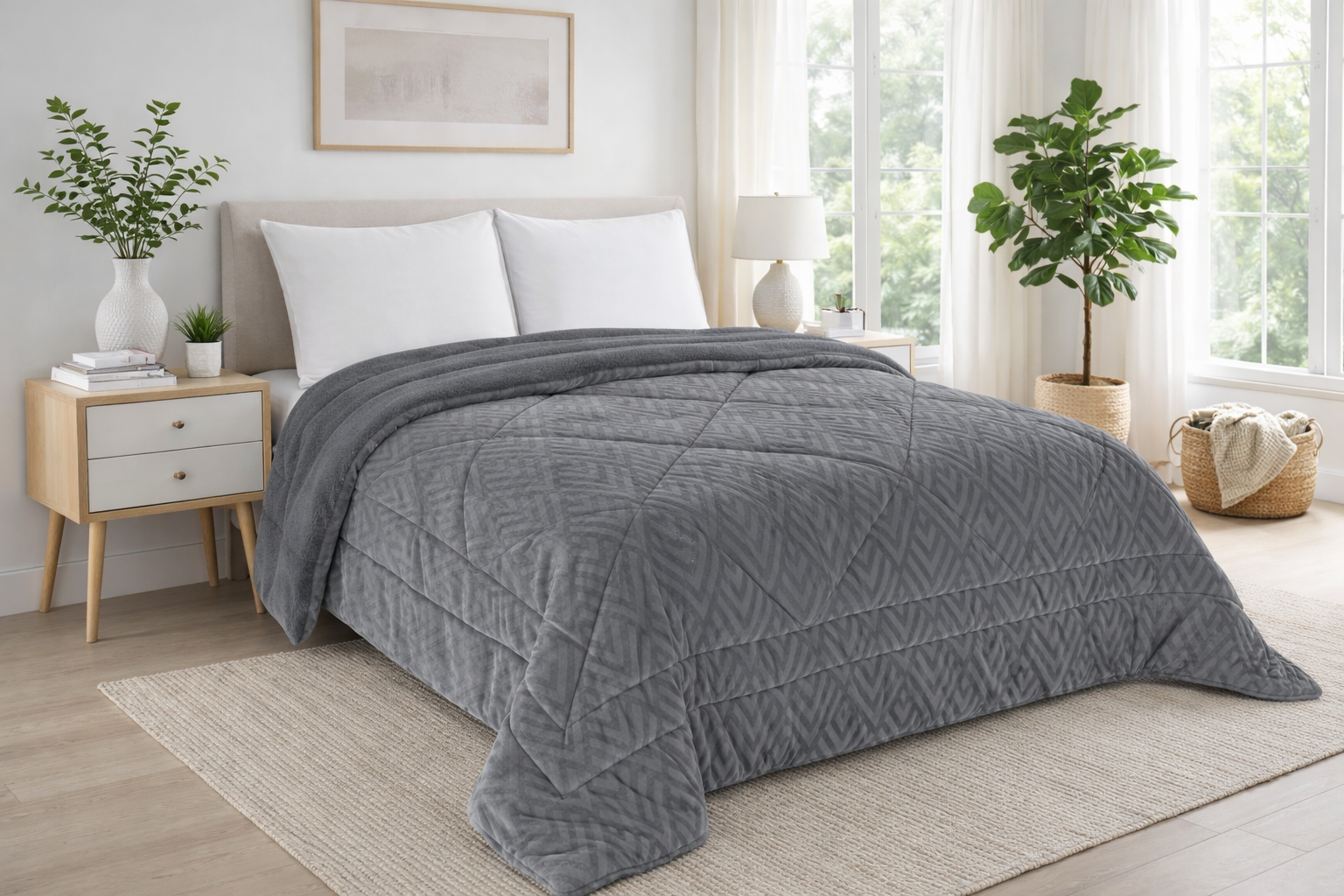 Edredón de piel de cordero gris Kazumi