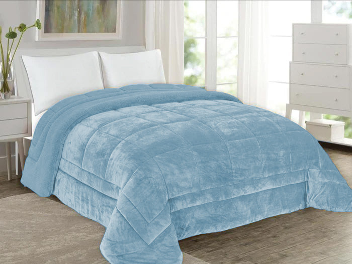 Edredón de piel de cordero súper suave en color azul bebé