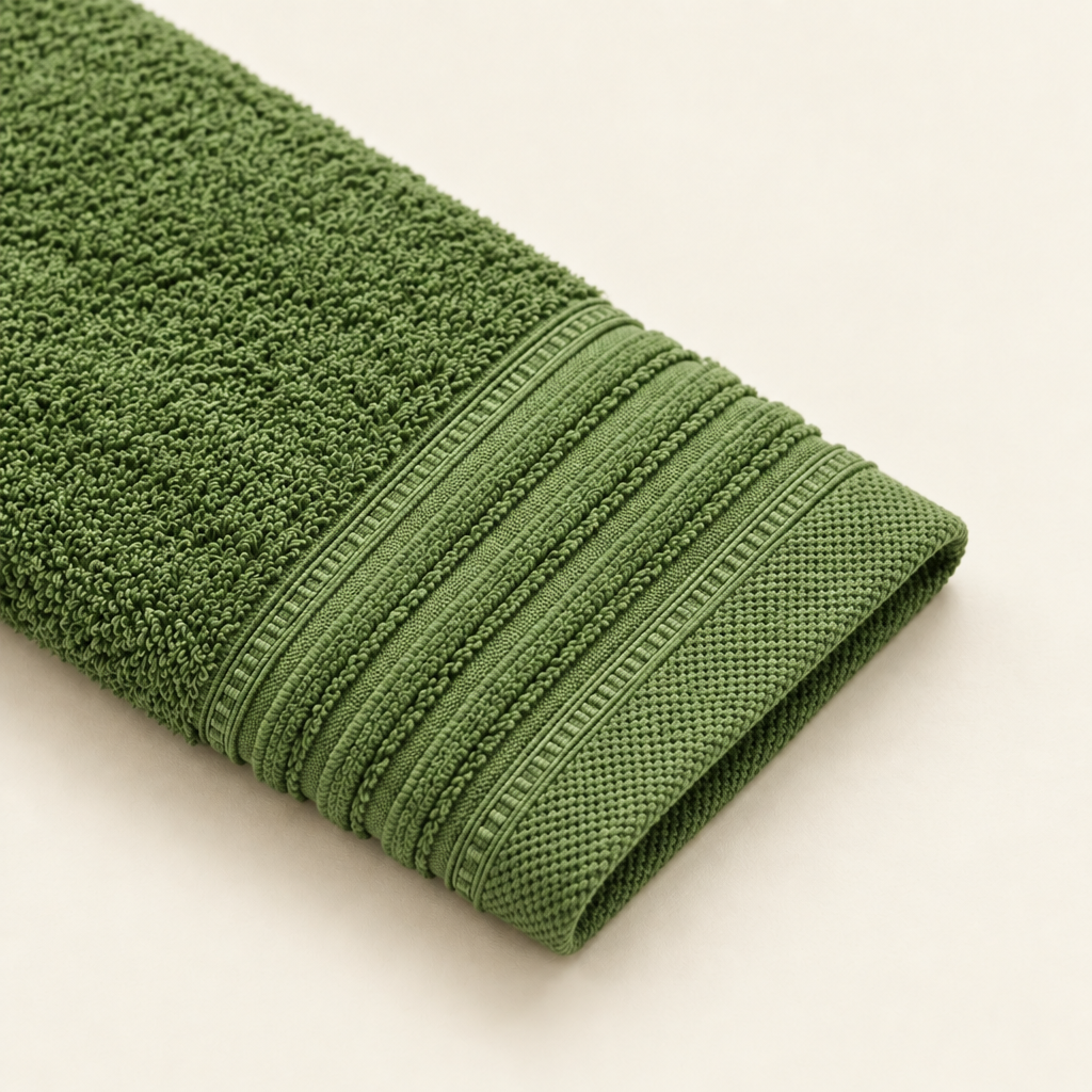 Toalhas verdes em dobras, plano de detalhe