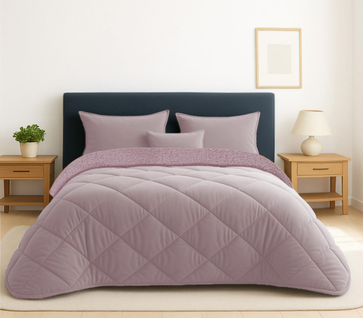 Edredón de terciopelo y piel de cordero Velusoft rosa