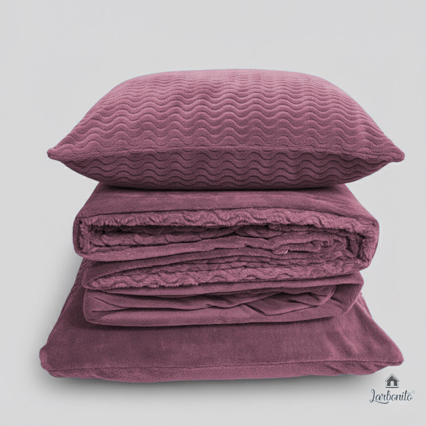 Juego de cama Coralina Plain ZigZag Old Rose