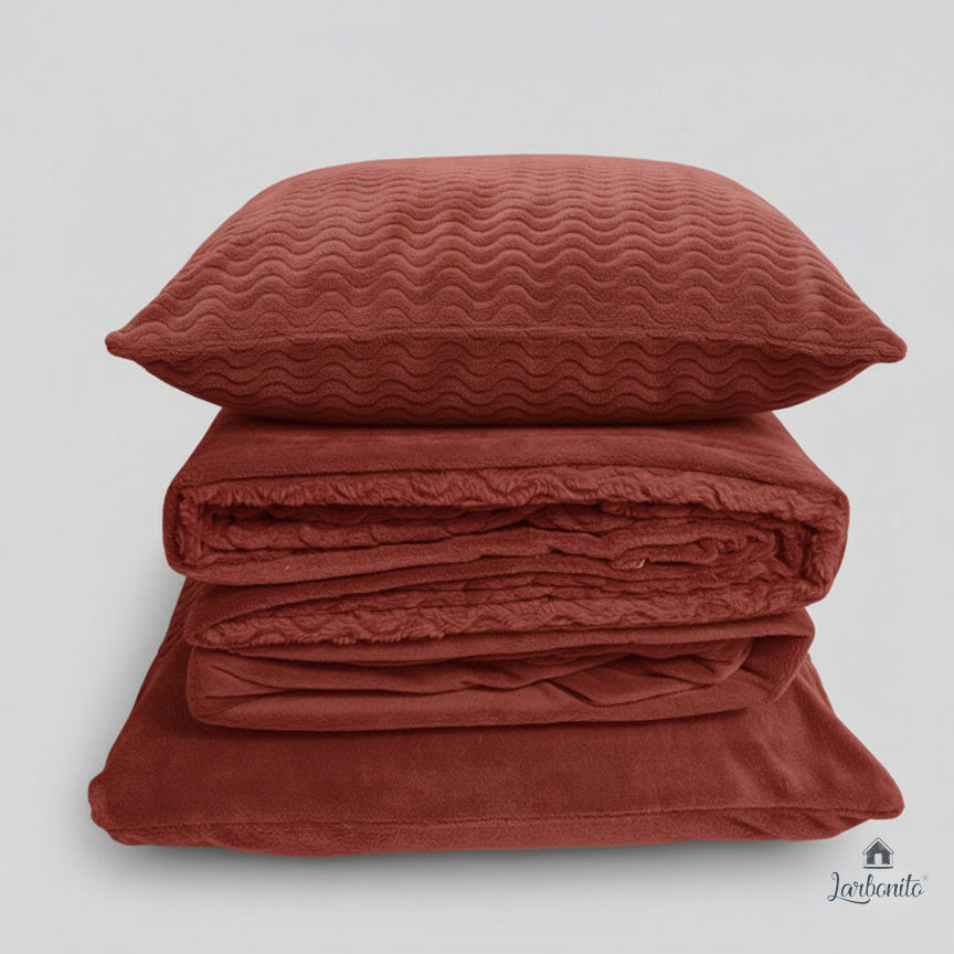 Juego de cama Coralina Plain ZigZag Terracotta