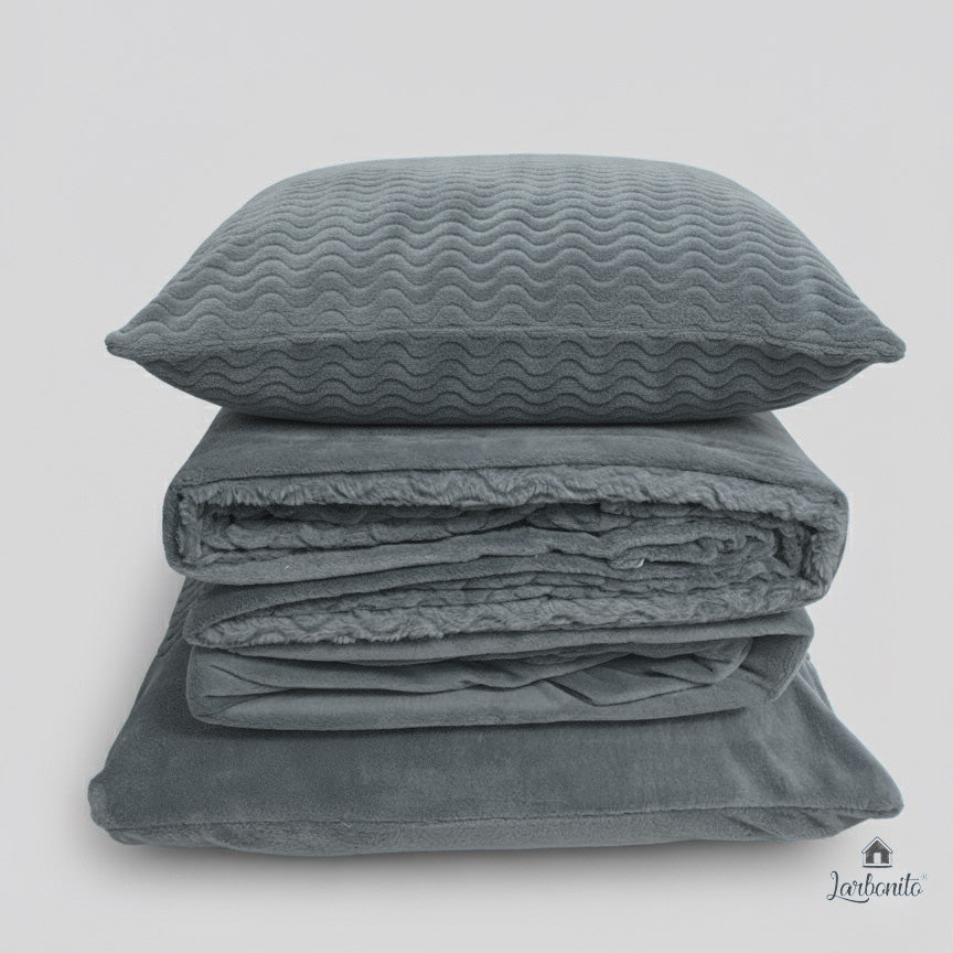 Juego de cama Coralina Plain Zigzag Gray
