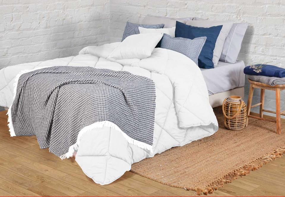 Edredom Nórdico Branco 170g - Verão Liso C - Larbonito