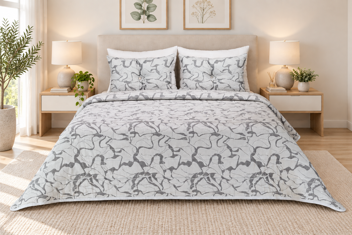 Edredón Jacquard Calacatta Gris Claro