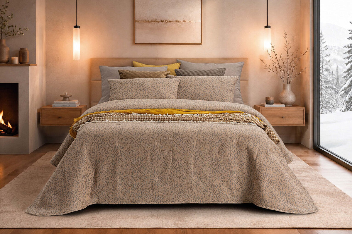 Colcha Jacquard Doren Camello