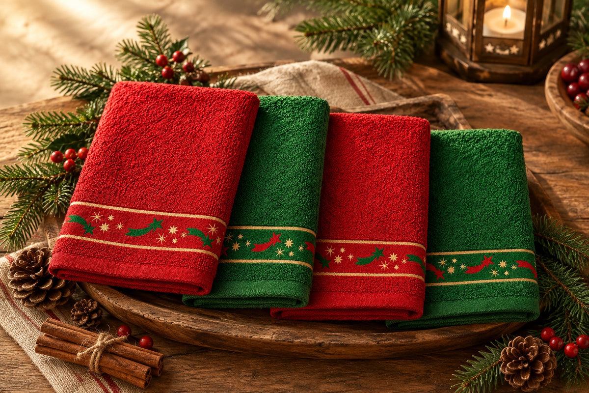 Paños de Cocina Navideños con Estrellas