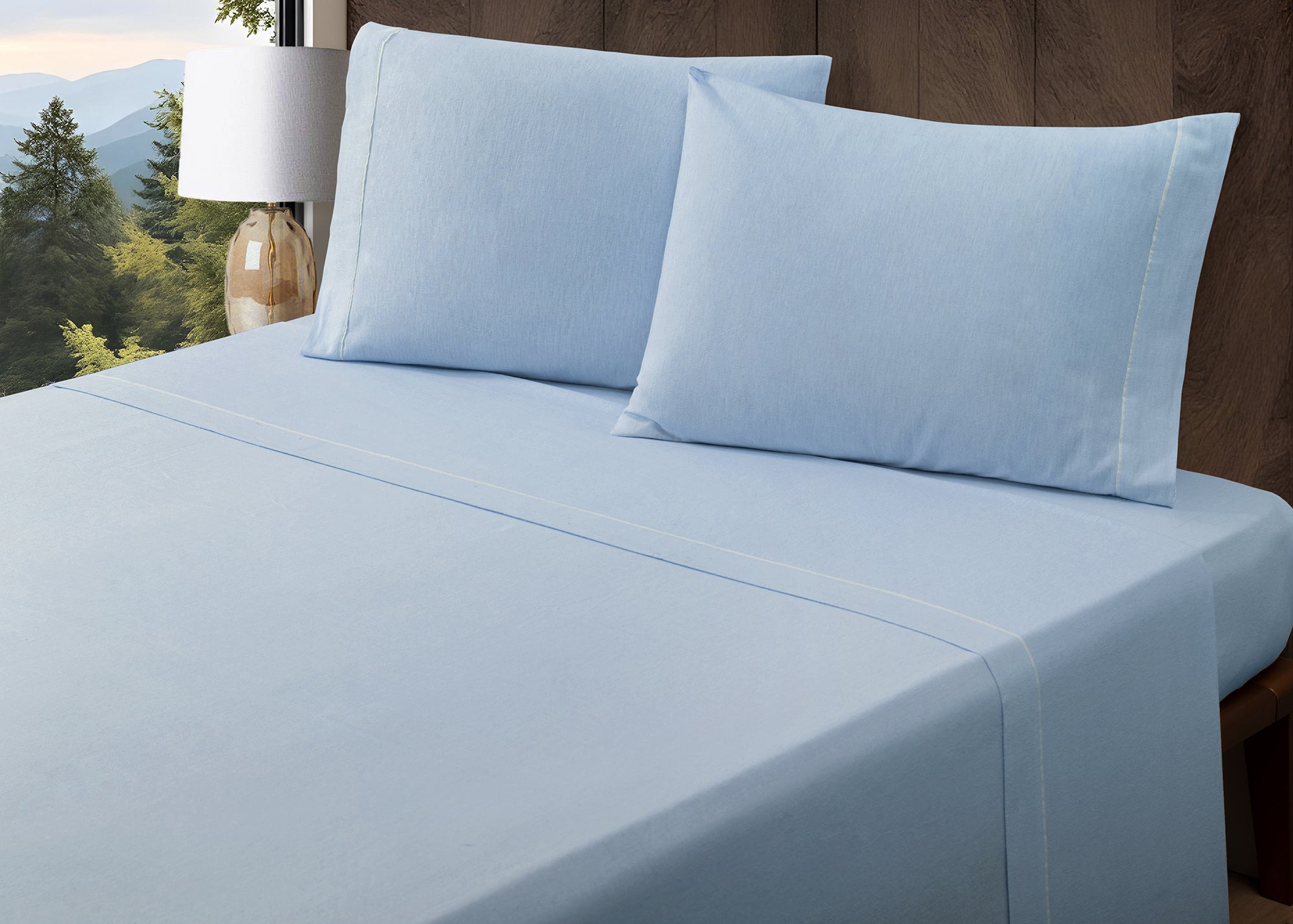 Juego de sábanas de franela azul lisa 