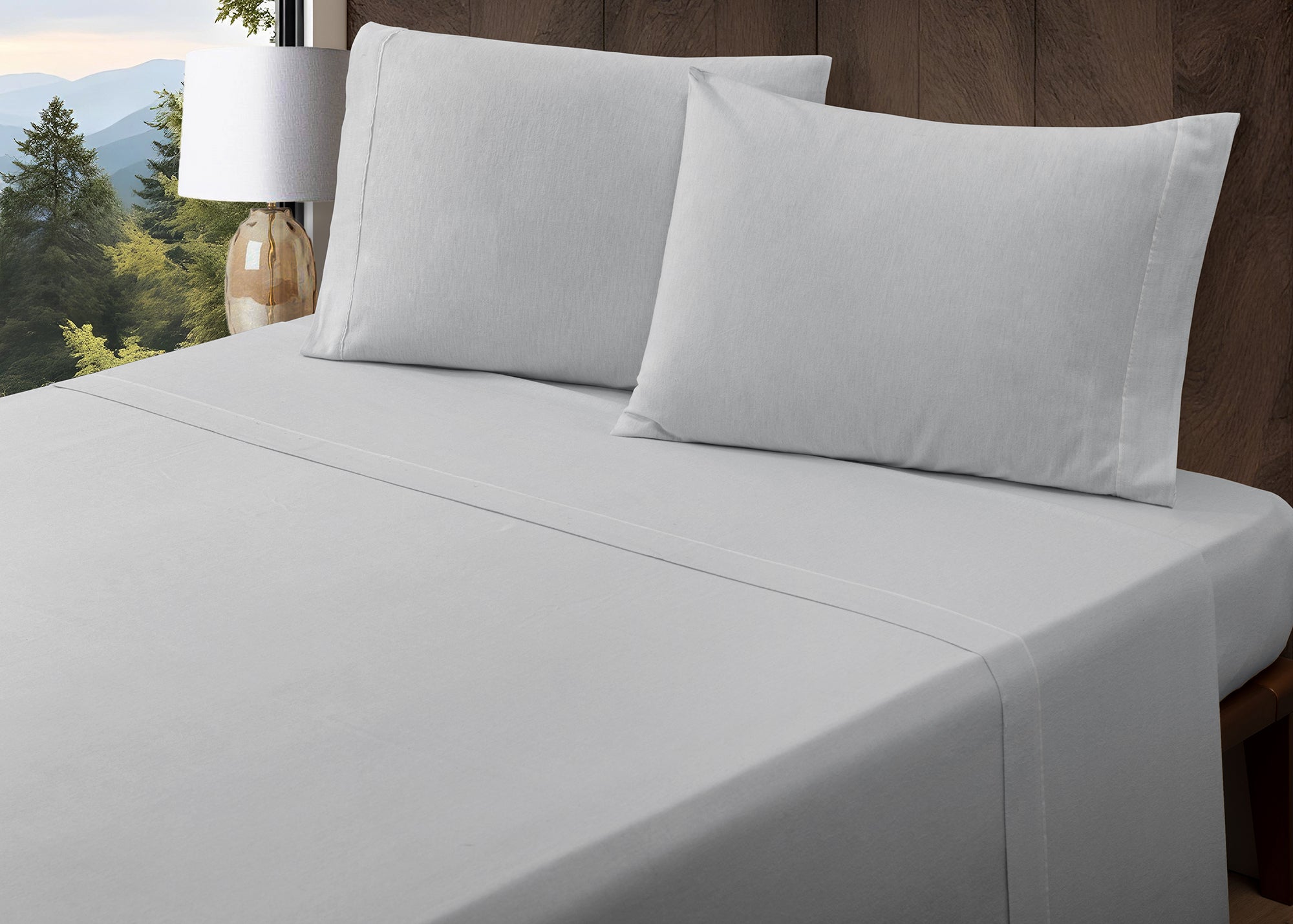 Juego de sábanas de franela gris lisa 