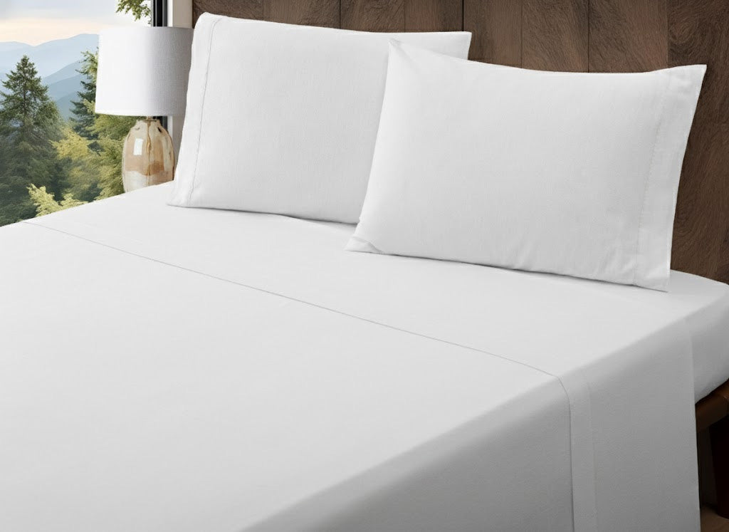 Juego de sábanas de franela blanca lisa 