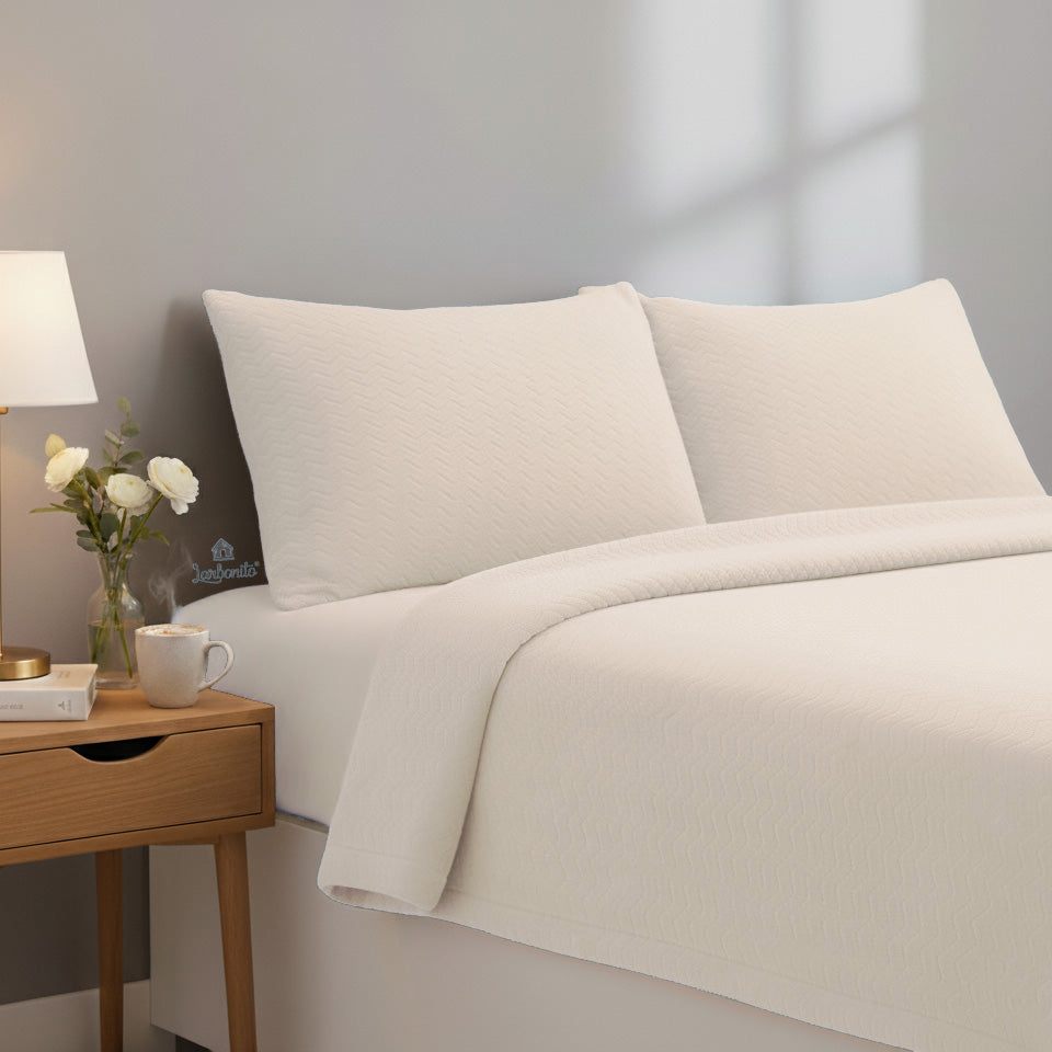 Juego de cama liso Coralina Zigzag Pearl