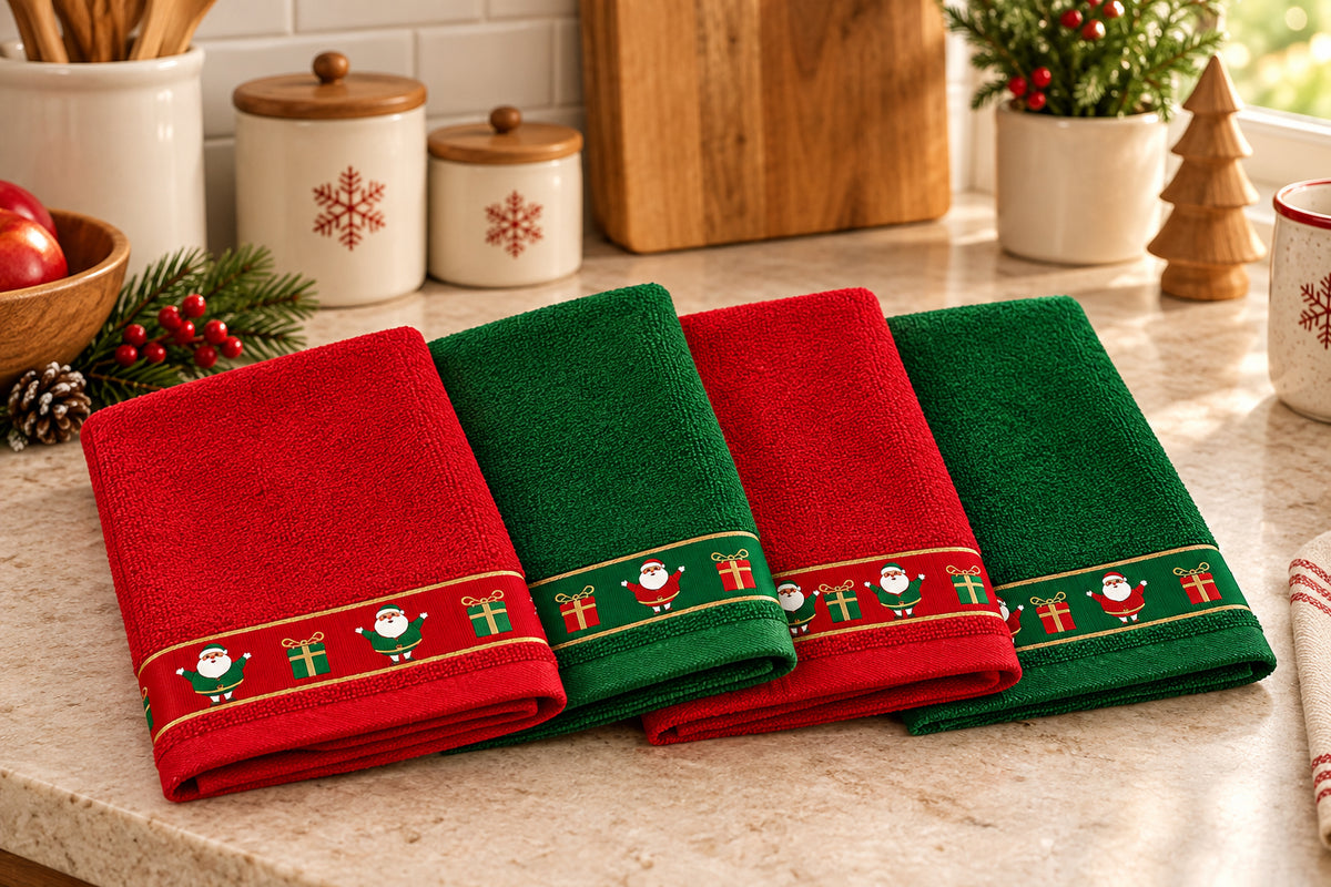 Paños de Cocina Navideños con Papá Noel