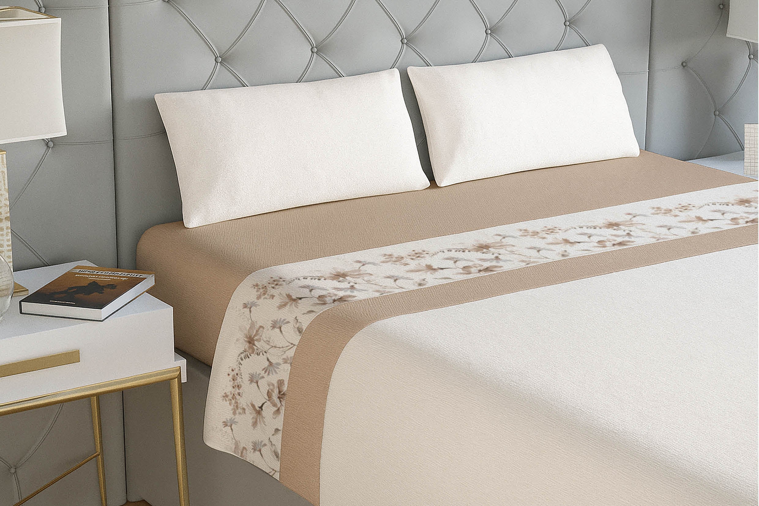 Juego de Sábanas Coralina Raja Beige 