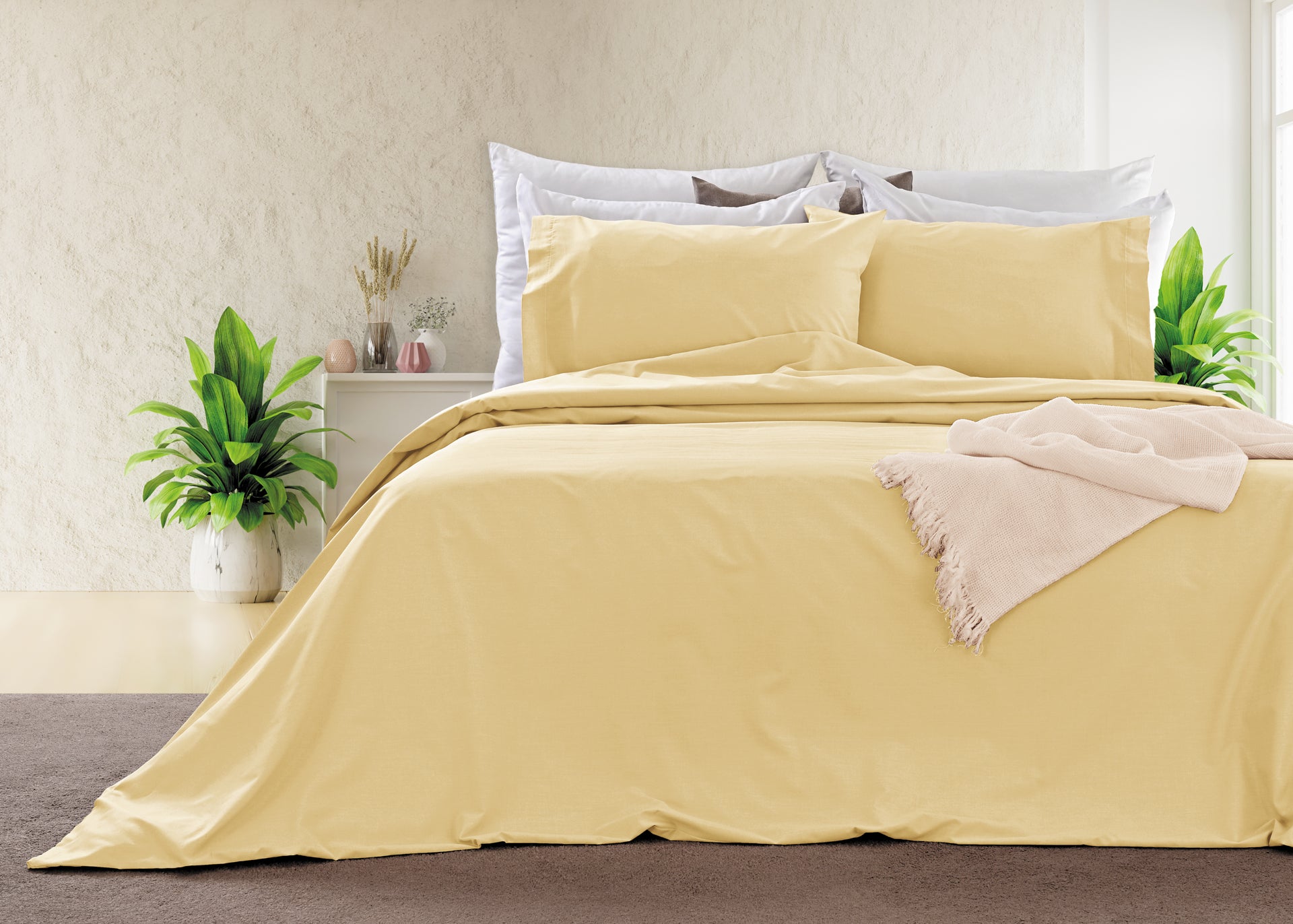 Funda nórdica clásica de hotel amarilla 