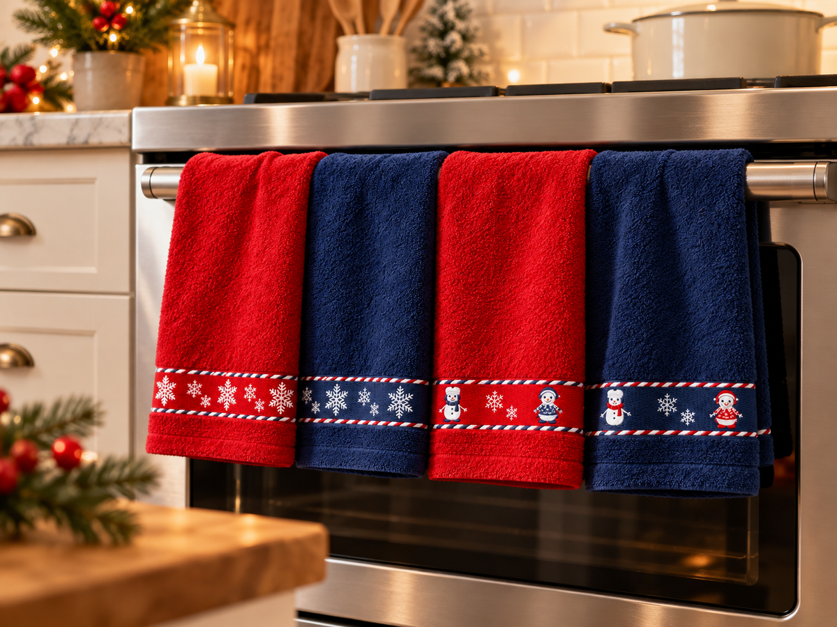 Paños de Cocina Navideños con Muñecas 